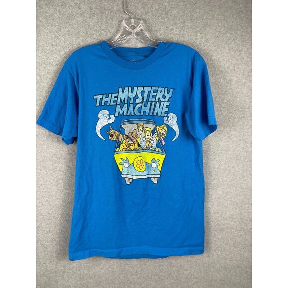 Scooby‎ Doo T Shirt Mens M Blue Mystery Machine Retro 80s Cartoon Short Sleeve - Picture 1 of 7